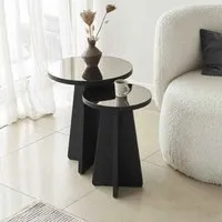 Luna Round Nest of 2 Side Tables - Black, Melamine Chipboard alternate view