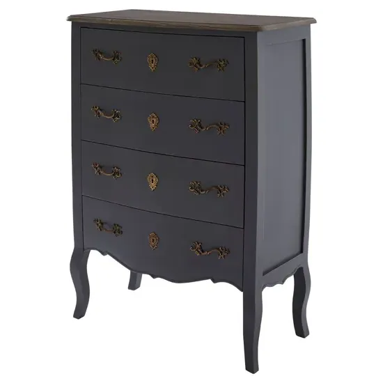 Luria 4-Drawer Chest - Grey, Bayur Wood