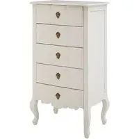 Luria 5-Drawer Chest - White, Bayur Wood