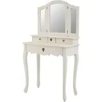 Luria Wooden Dressing Table with Mirror - White, Bayur Wood