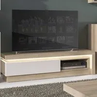 Lyco 1 Drawer TV Stand with LED - Riviera Oak, White Gloss alternate view