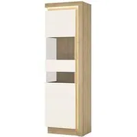 Lyco Tall Display Cabinet with LED - White, Oak