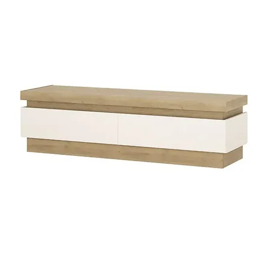 Lyco TV Stand with 2 Drawers with LED - Oak, White