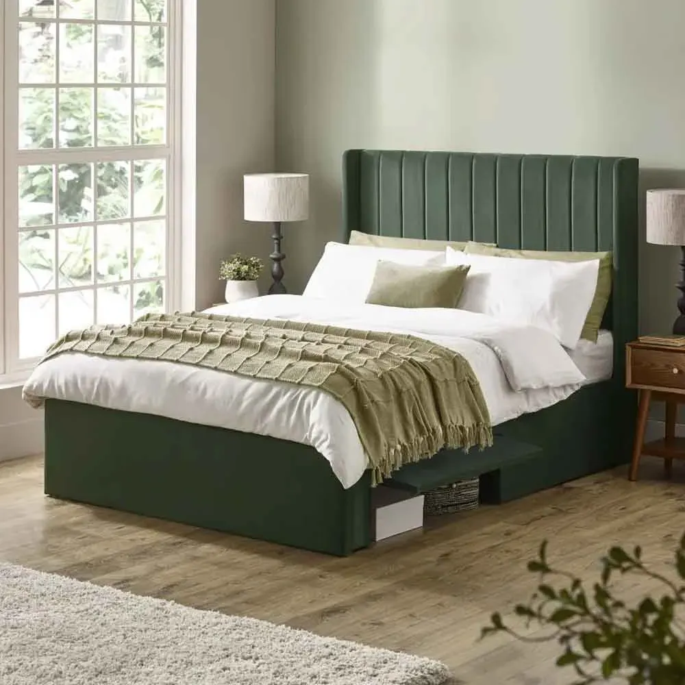 Lylis Double Ottoman Storage Bed - Bottle Green, Velvet product