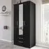Lynn 3-Door Wardrobe with Storage - Black, High Gloss