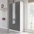 Lynn 3-Door Wardrobe with Storage - Grey, High Gloss