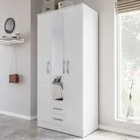 Lynn 3-Door Wardrobe with Storage - White, High Gloss