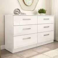 Lynn 6-Drawer Chest of Drawers - White, High Gloss