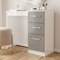 Lynn Dressing Table with 3 Drawers - Grey, High Gloss