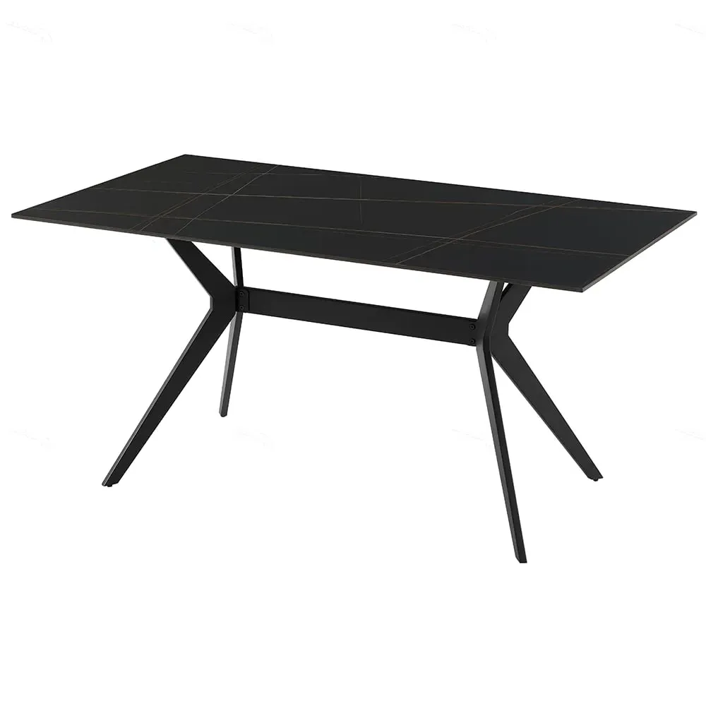 Lyons Rectangular Dining Table - Black, Sintered Stone