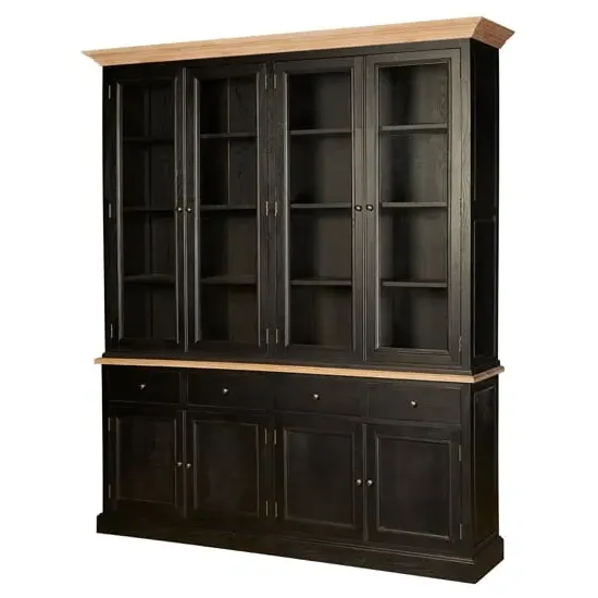 Lyox 8 Doors 4 Drawers Display Cabinet - Black, Oak