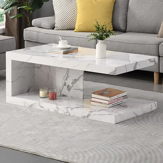 Lyra High Gloss Coffee Table - Diva Marble Effect image