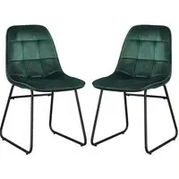 Lyster Dining Chairs Pair - Emerald Green, Velvet