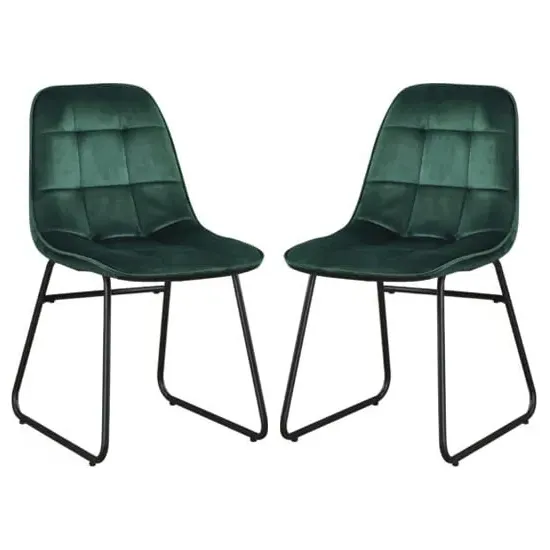 Lyster Dining Chairs Pair - Emerald Green, Velvet image