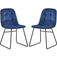 Lyster Dining Chairs Pair - Sapphire Blue, Velvet