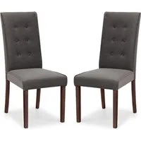 Maaike Dining Chair Pair with Tufted Back - Grey, Velvet alternate view