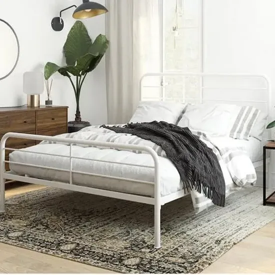 Mableton King Size Bed Frame - White, Metal