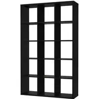 Mabon Bookcase with 15 Cubes - Black, MDF