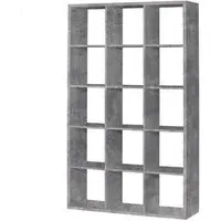 Mabon Bookcase with 15 Cubes - Concrete Effect, MDF