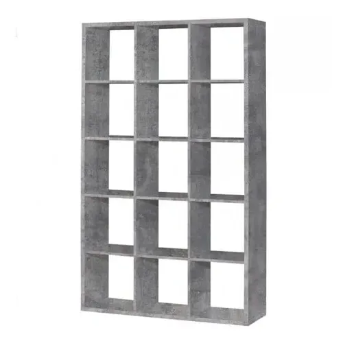 Mabon Bookcase with 15 Cubes - Concrete Effect, MDF