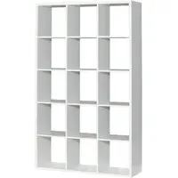 Mabon Bookcase with 15 Cubes - White, MDF
