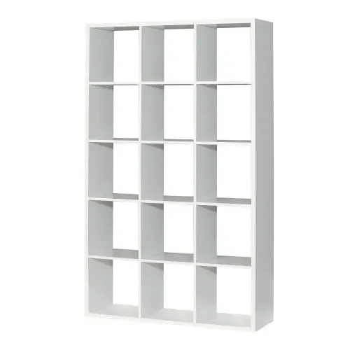 Mabon Bookcase with 15 Cubes - White, MDF