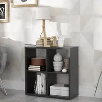 Mabon Bookcase with 4 Open Cubes - Black, MDF
