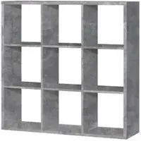 Mabon Bookcase with 9 Cubes - Concrete Effect, MDF