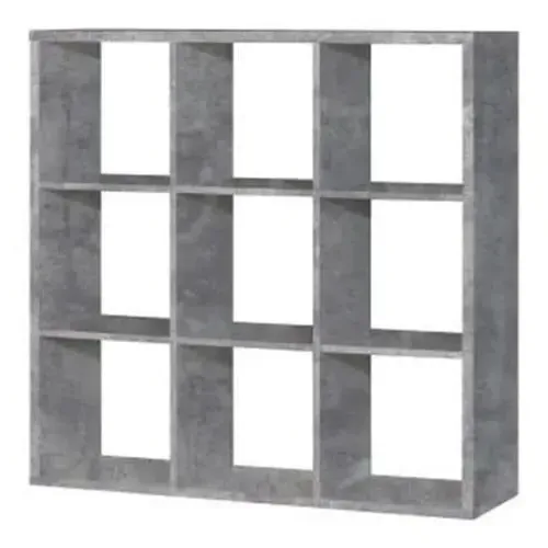 Mabon Bookcase with 9 Cubes - Concrete Effect, MDF