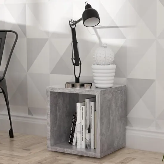 Mabon Square Bookshelf - Concrete Effect, MDF