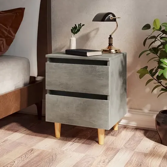 Macaw Bedside Cabinet with 2 Drawers - Concrete Effect, Pine image
