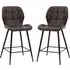 Macerata Bar Stools in Pair - Brown, Faux Leather