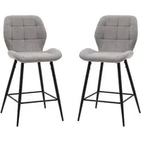 Macerata Bar Stools in Pair - Light Grey, Fabric