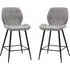 Macerata Bar Stools in Pair - Light Grey, Fabric