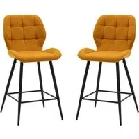Macerata Bar Stools in Pair - Saffron, Fabric