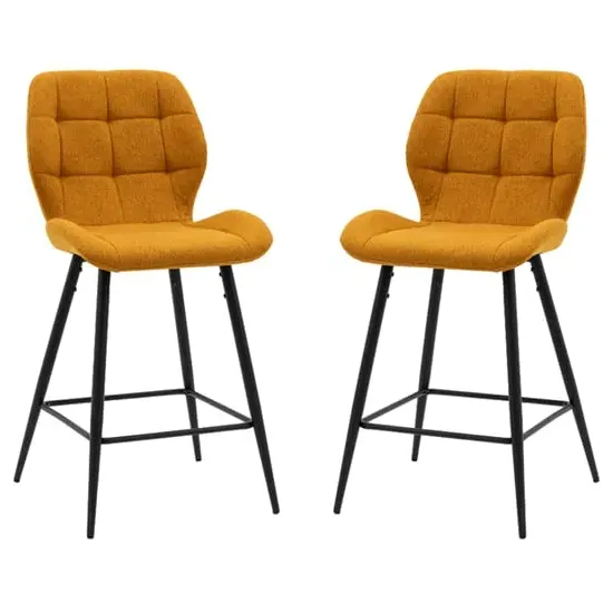 Macerata Bar Stools in Pair - Saffron, Fabric