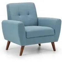 Macia 1-Seater Sofa with Wooden Legs - Blue, Fabric