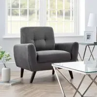 Macia 1-Seater Sofa with Wooden Legs - Grey, Velvet