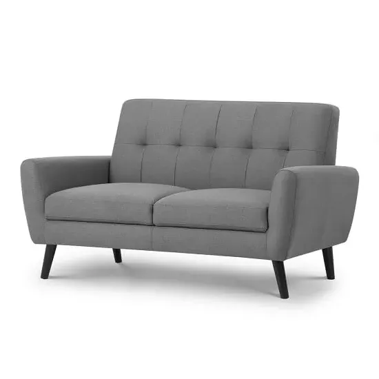 Macia 2-Seater Sofa with Wooden Legs - Grey, Linen