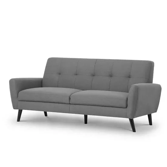 Macia 3-Seater Sofa with Wooden Legs - Grey, Linen