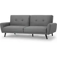 Macia Fabric Sofa Bed with Wooden Legs - Mid Grey, Linen