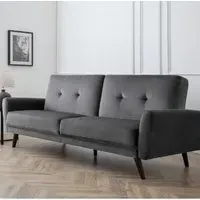 Macia Velvet Sofa Bed with Wooden Legs - Grey