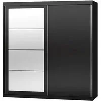 Mack 2-Door Mirrored Sliding Wardrobe - Black Gloss