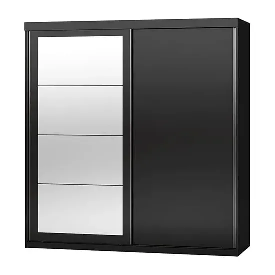 Mack 2-Door Mirrored Sliding Wardrobe - Black Gloss image