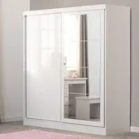 Mack 2-Door Mirrored Sliding Wardrobe - White Gloss