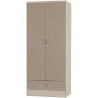 Mack 2-Door Wardrobe - Oyster Gloss, Oak