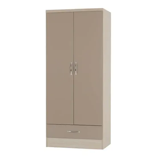 Mack 2-Door Wardrobe - Oyster Gloss, Oak image