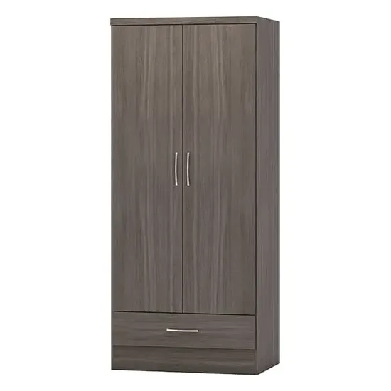 Mack 2 Door Wardrobe with Drawer - Black