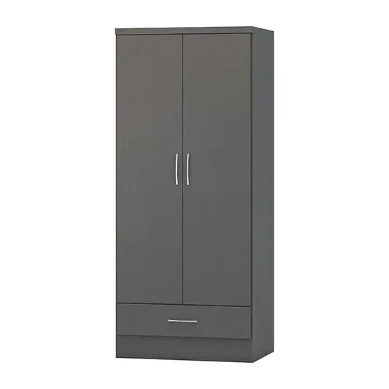 Mack 2 Door Wardrobe with Drawer - Grey