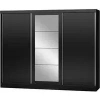 Mack 3-Door Mirrored Sliding Wardrobe - Black Gloss